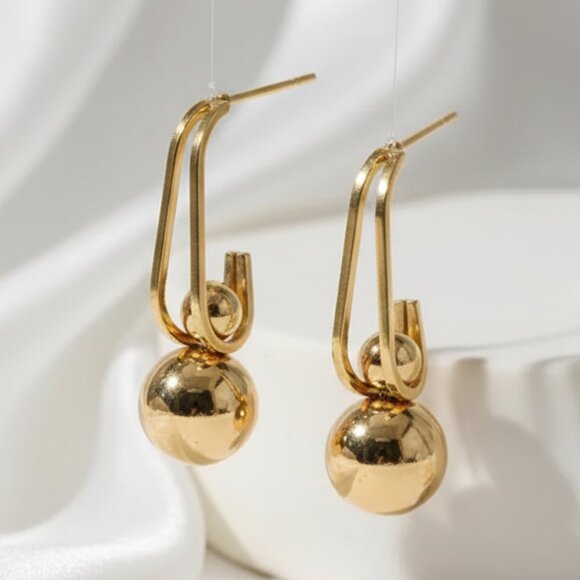 πChic Shine 18K Gold Plated Bead Drop Earrings - Perfect for Every Occasion π - Picture 15 of 15